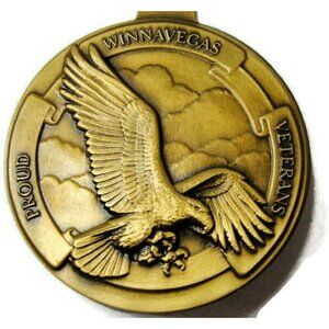 Winnavegas Veterans Money Clip Gold Tone Credit Card Cash